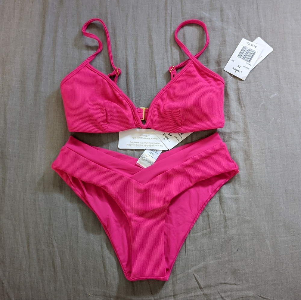 L*Space Helena Pratt Bikini Set Bougainvillea